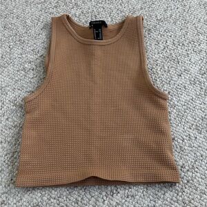 Forever 21 Tan Ribbed Sleeveless Crop Top